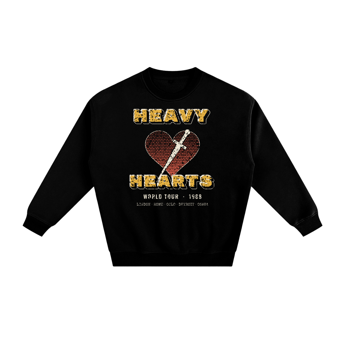 Heavy Hearts Fleece Sweatshirt – Black – front