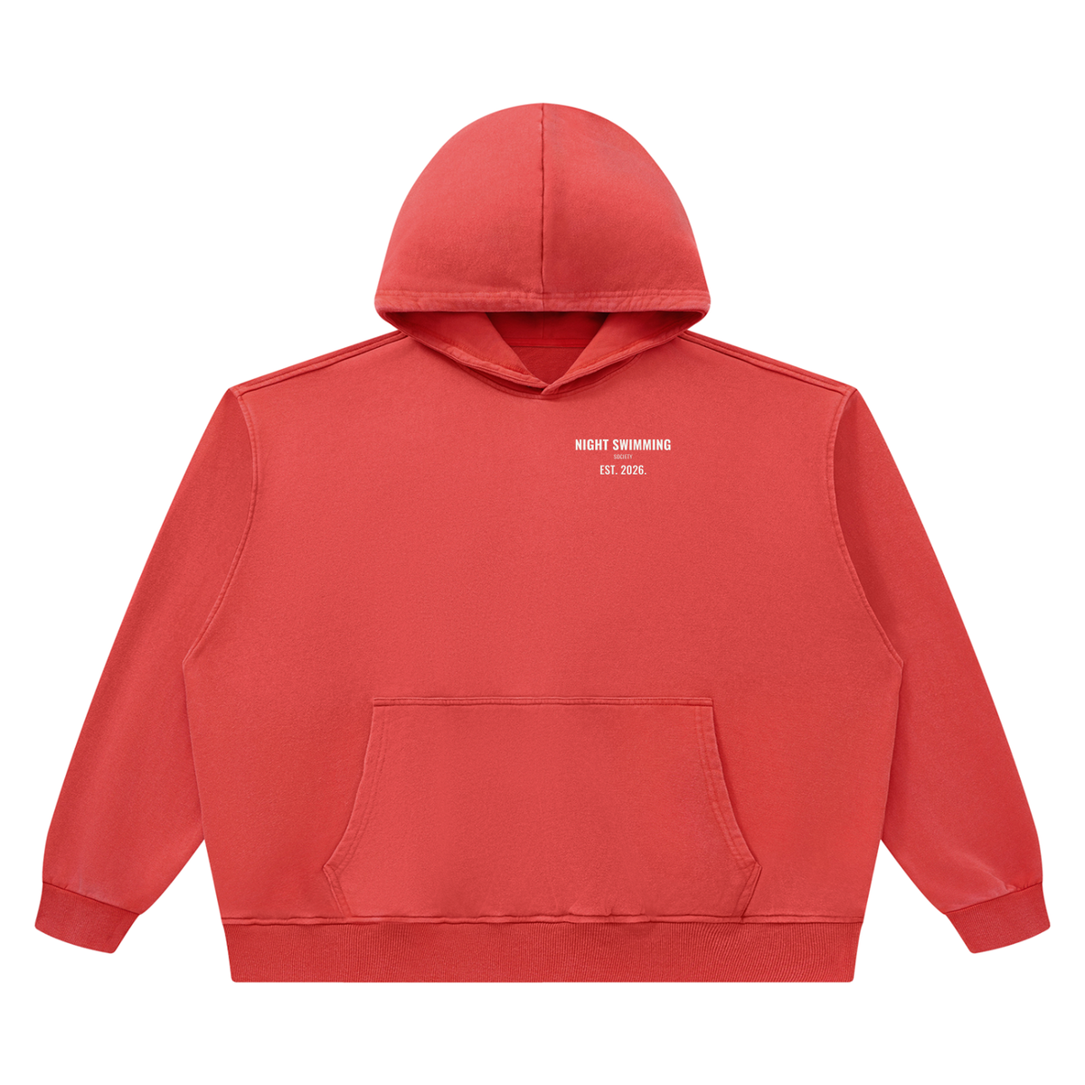 Night Swimming Heavyweight Hoodie – Washed Red – front