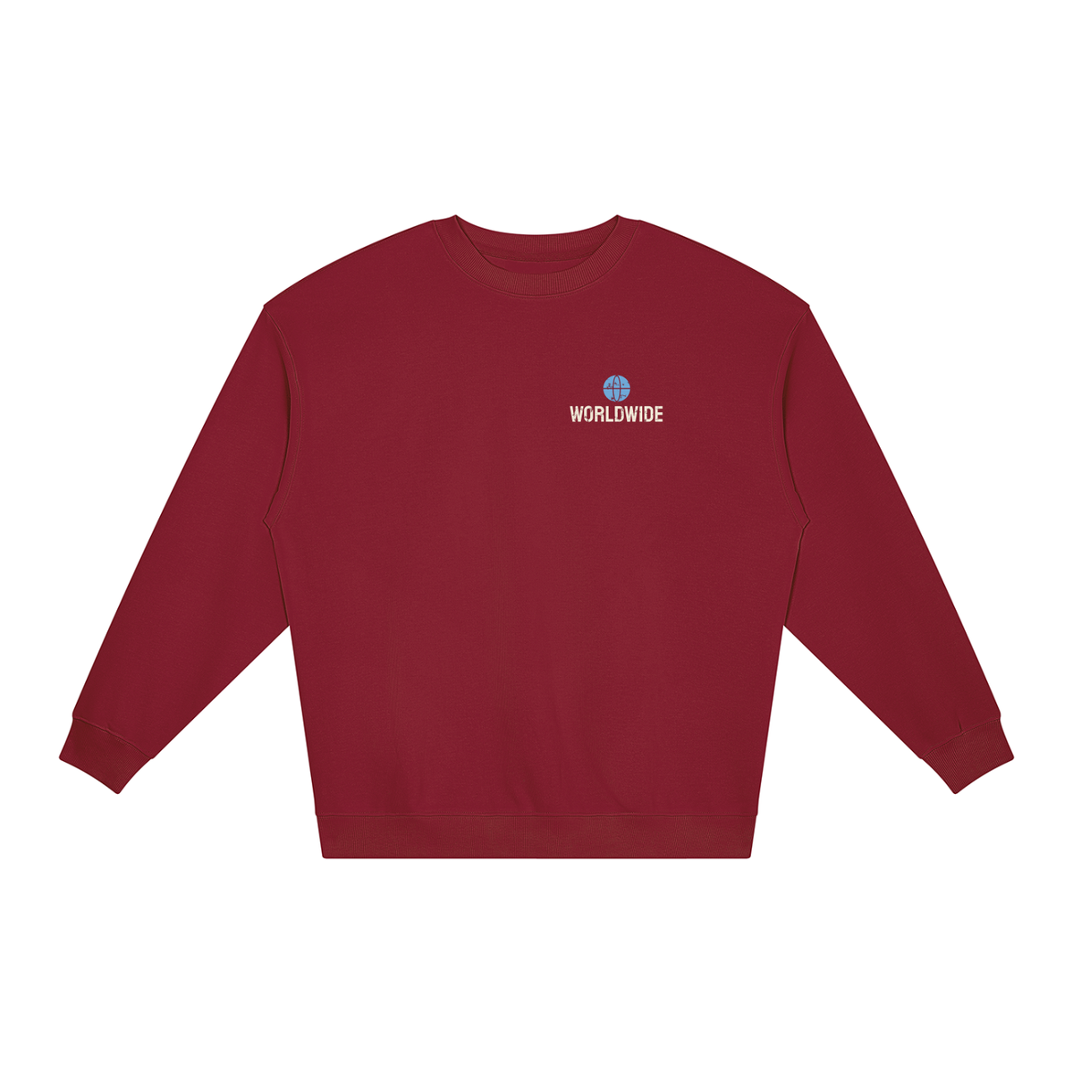 Worldwide Loose Sweatshirt – Wine Red – front