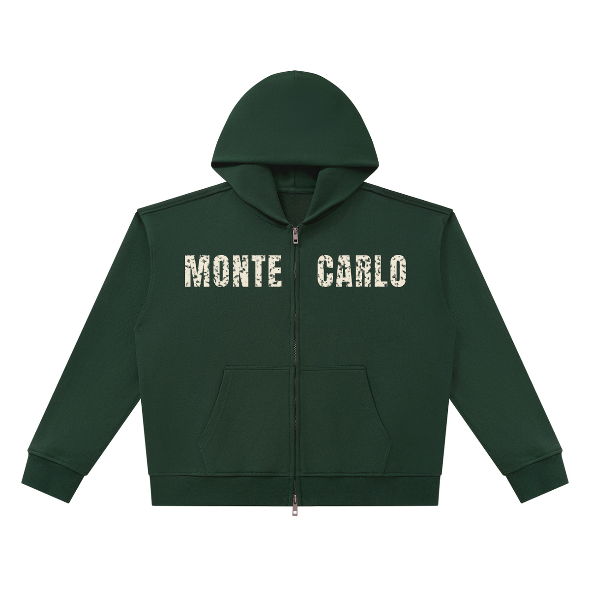 Monte Carlo Heavyweight Full Zip Hoodie – Dark Green – front
