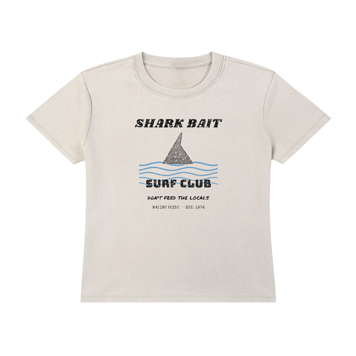 Shark Bait Vintage Wash Tee – Light Apricot – front