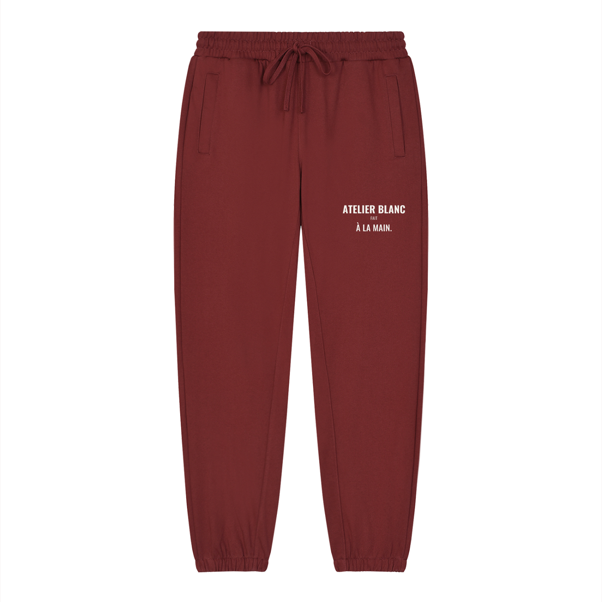 Atelier Blanc Loose Joggers – Dark Red – front