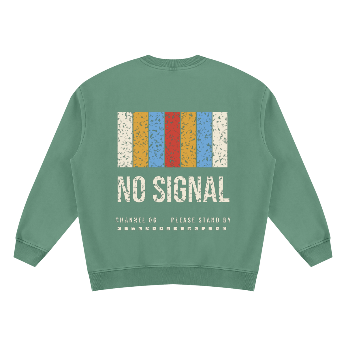 No Signal Vintage Wash Sweatshirt – Dark Green – back