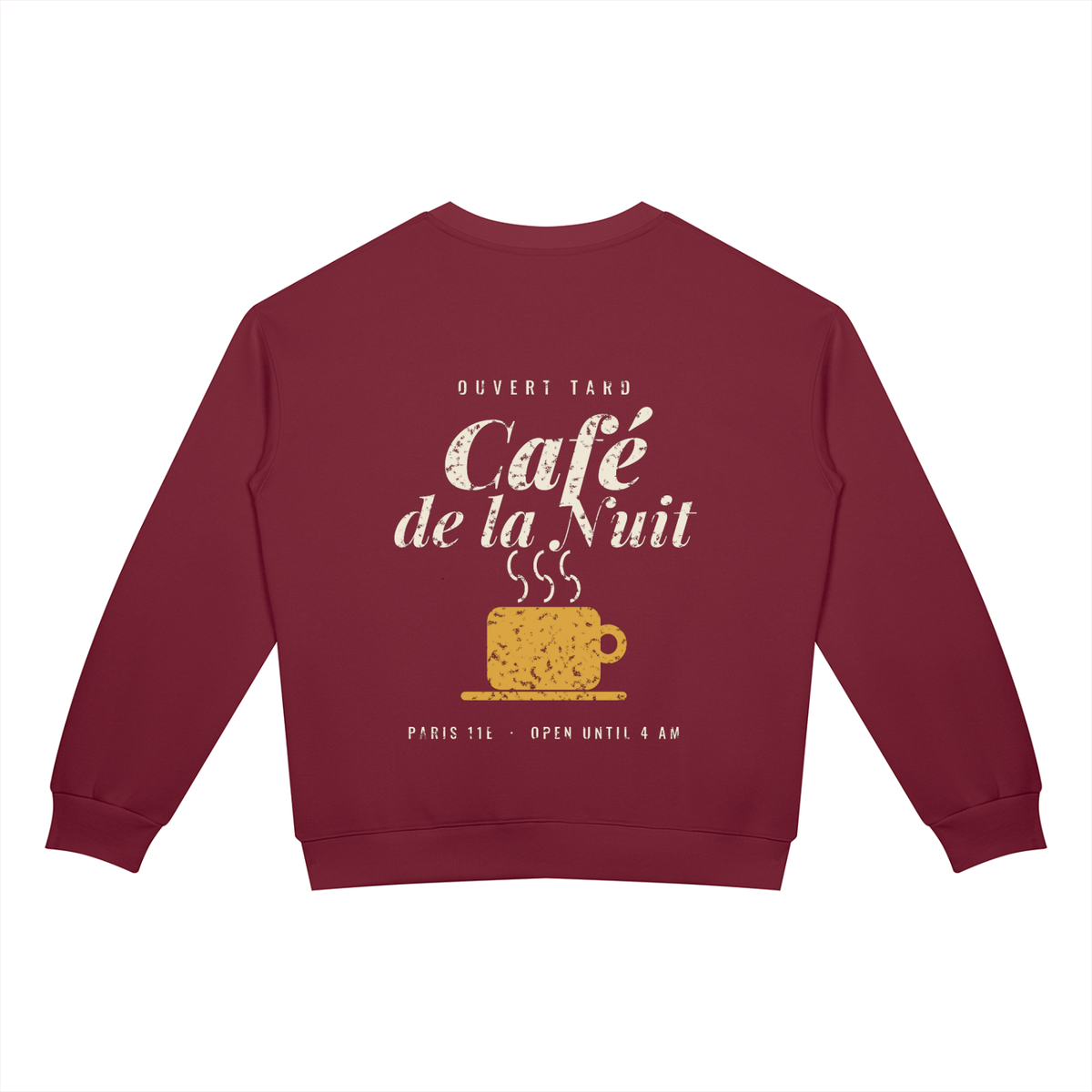 Café de la Nuit Sweatshirt – Wine Red – back