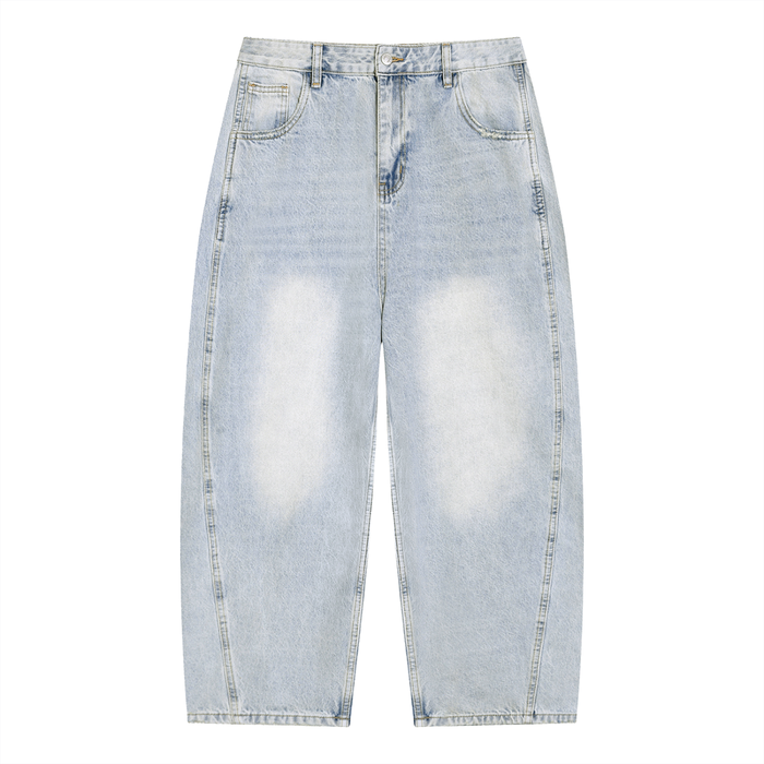 Sunfade Frayed Barrel Leg Jeans