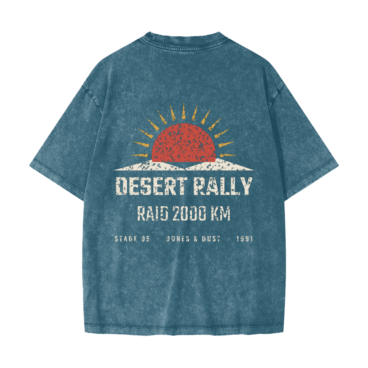 Desert Rally Heavyweight Tee – Strait Blue – back