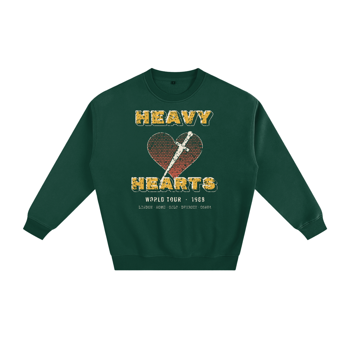Heavy Hearts Fleece Sweatshirt – Eden Green – front