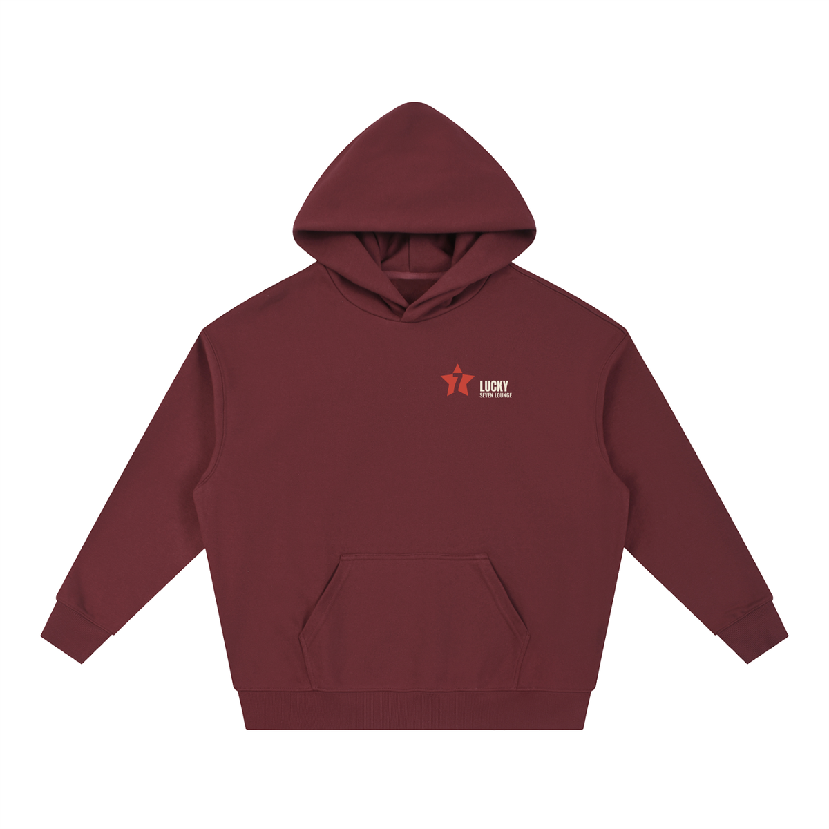 Lucky Seven Hoodie – Dull Red – front