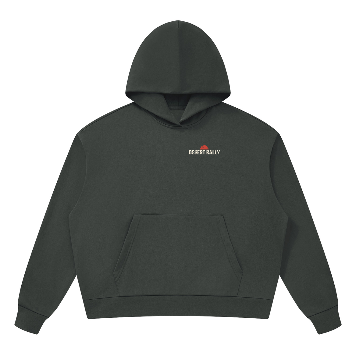 Desert Rally Drop Shoulder Hoodie – Dark Gray – front