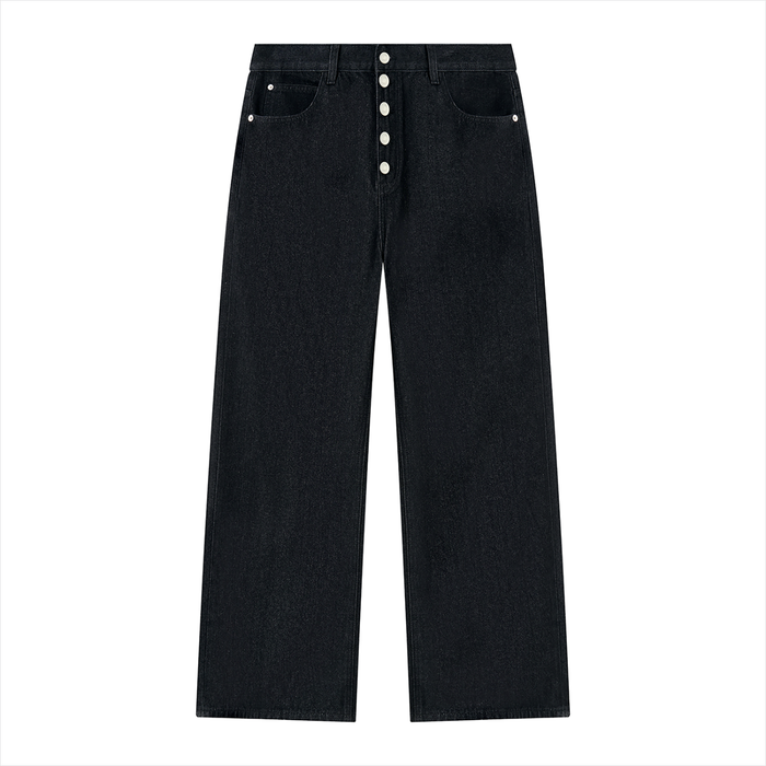 Button Fly Wide Leg Jeans