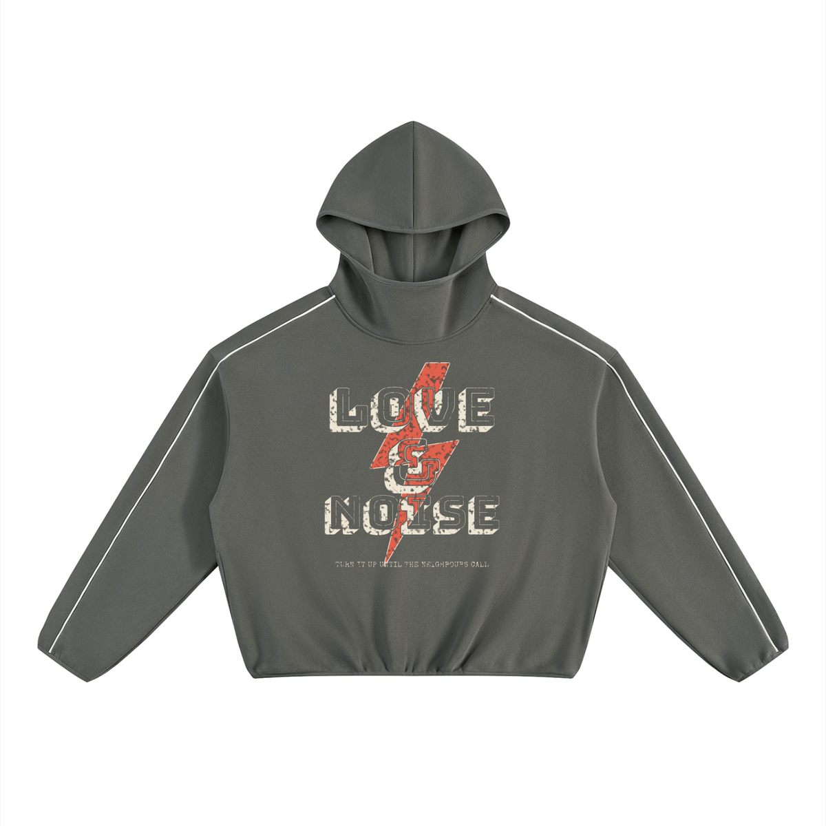 Love & Noise Piping Hoodie – Dark Gray – front