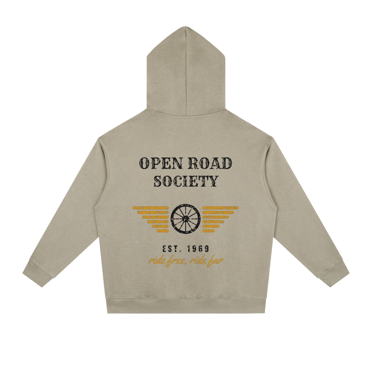 Open Road Heavyweight Hoodie – Light Gray – back