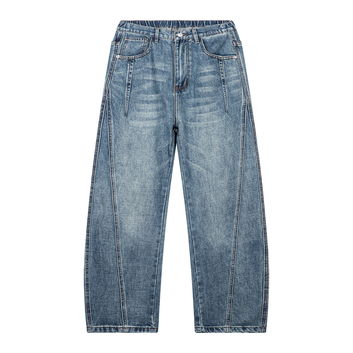 Vintage Wash Barrel Leg Jeans