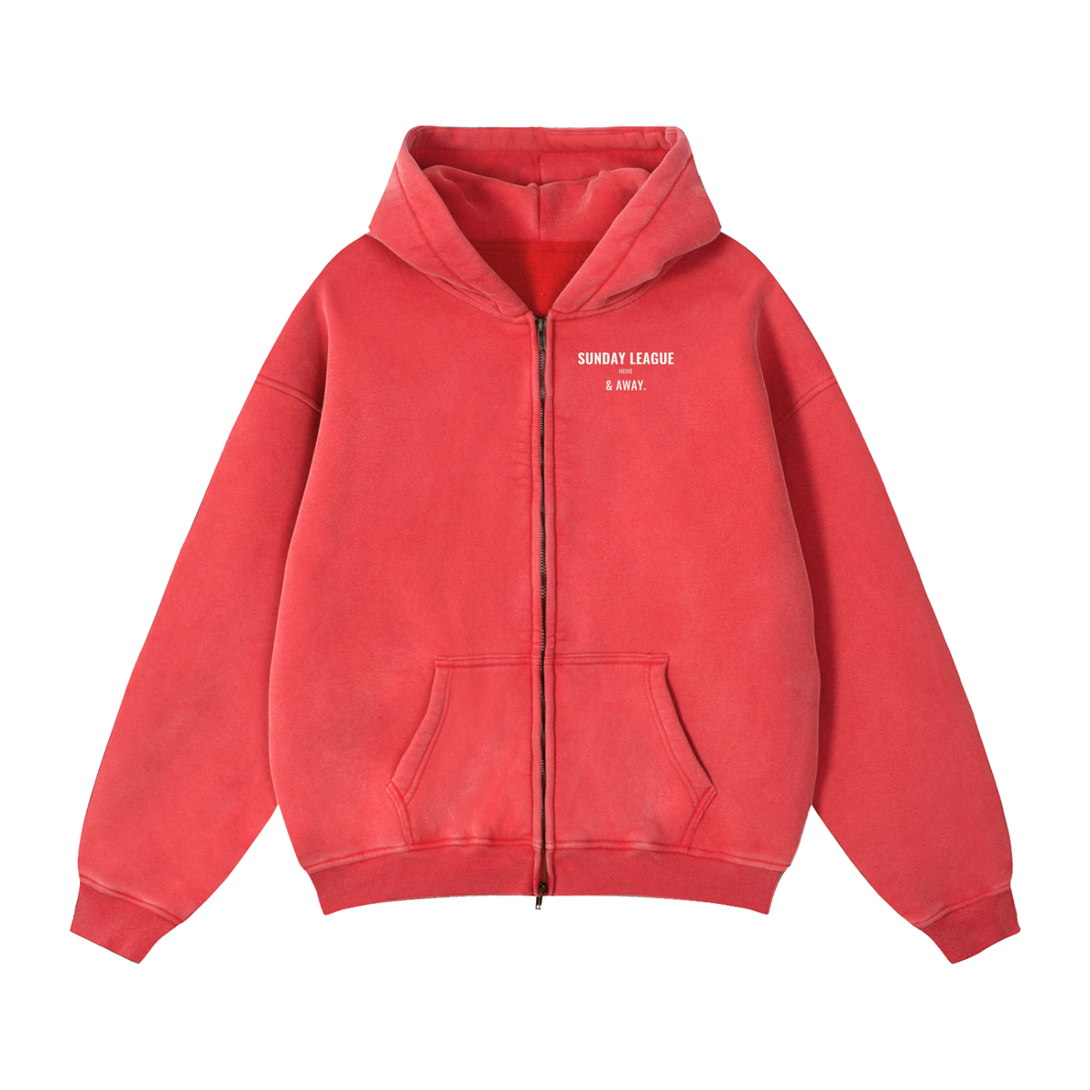 Sunday League Boxy Zip Hoodie – Red – front