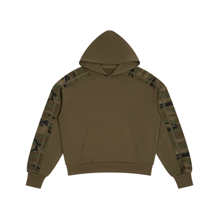 Boxy Camo Paneled Hoodie