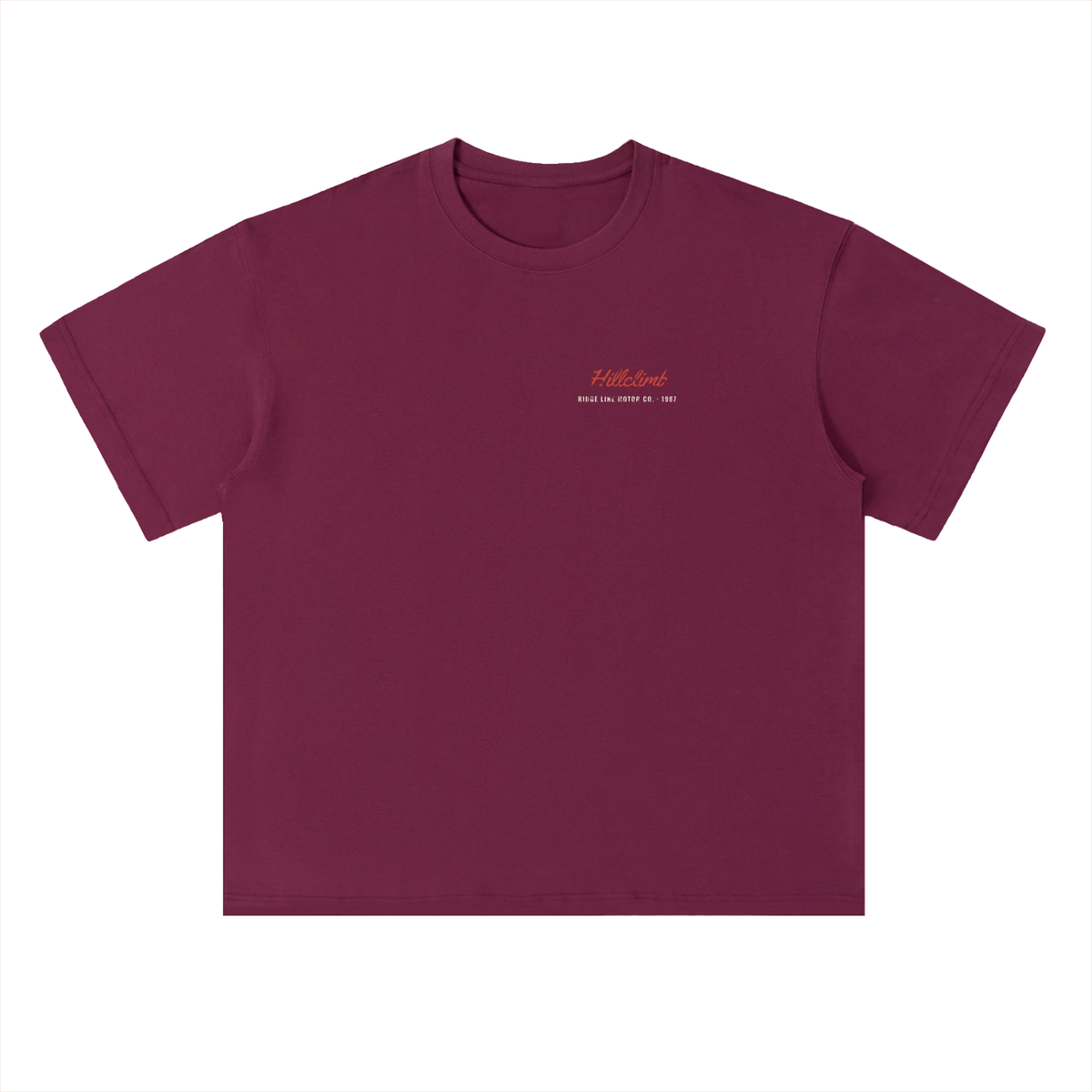 Hillclimb Heavyweight Tee – Wine Red – front