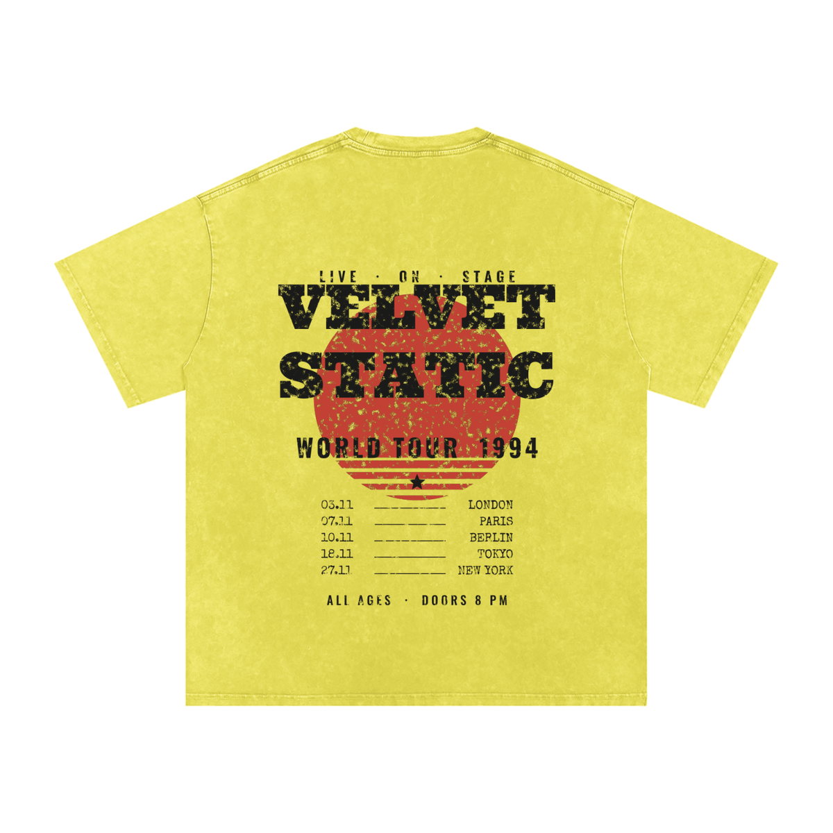 Velvet Static Snow Wash Tee – Olive Yellow – back