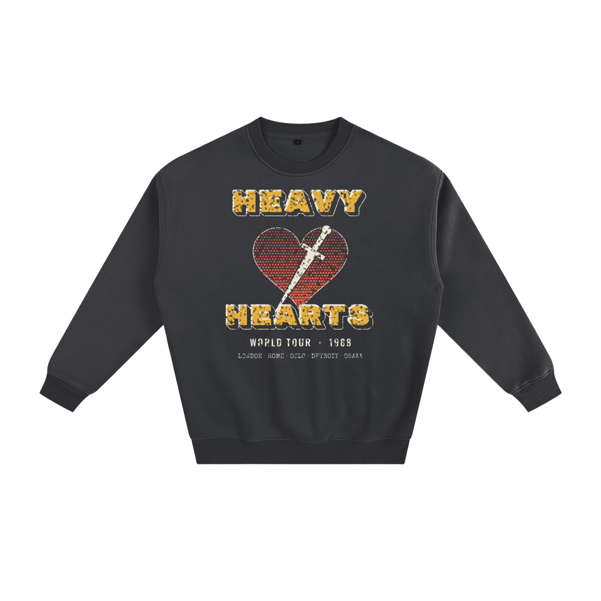 Heavy Hearts Fleece Sweatshirt – Dark Gray – front