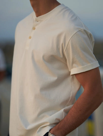 Washed Cotton Henley T-Shirt