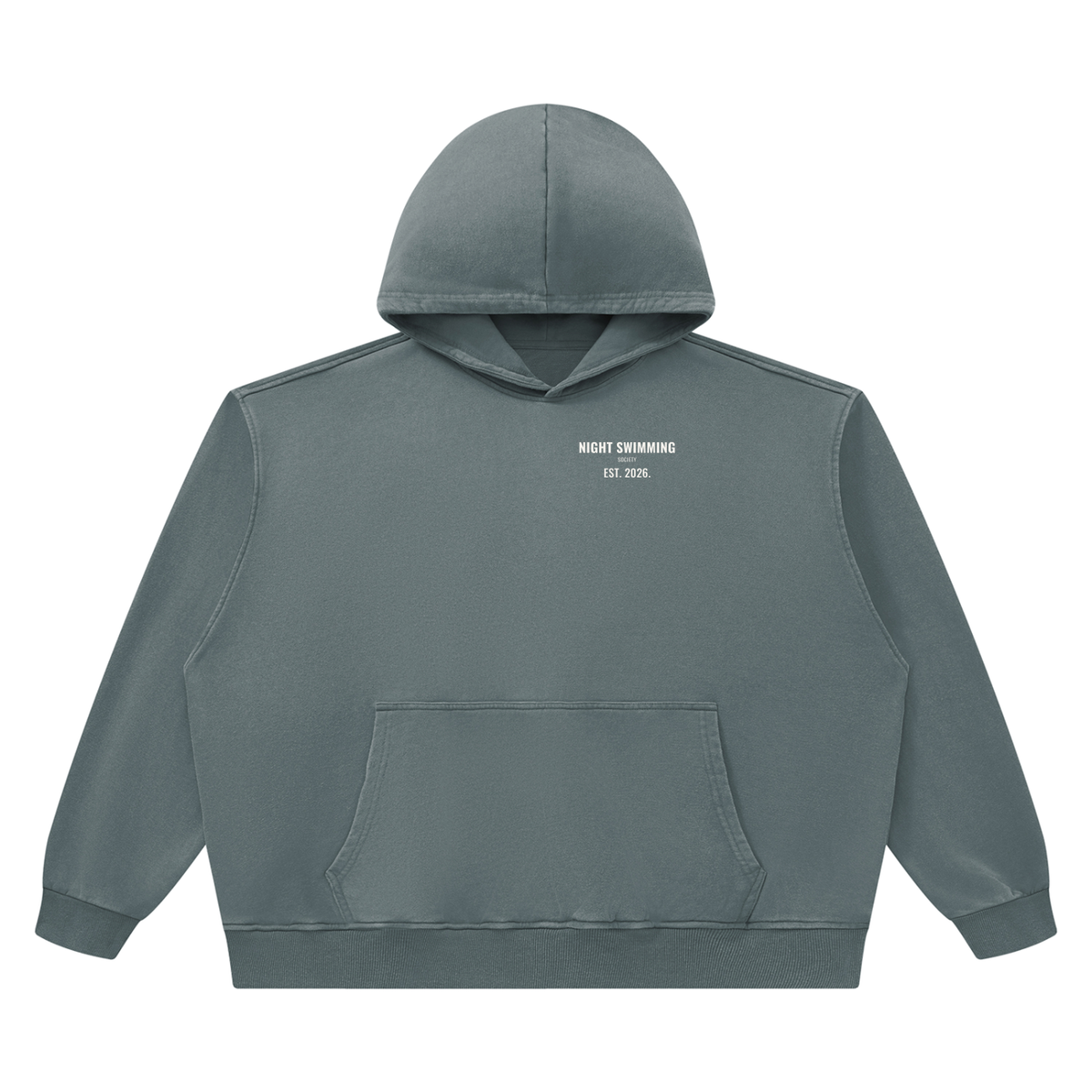 Night Swimming Heavyweight Hoodie – Gray Blue – front