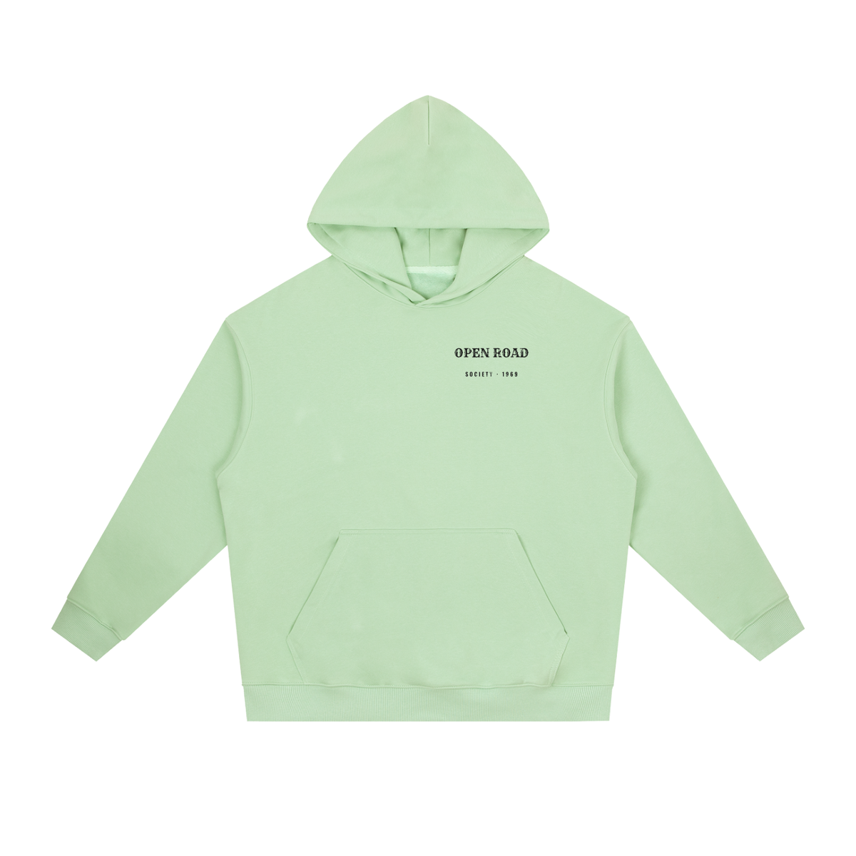 Open Road Heavyweight Hoodie – Light Green – front