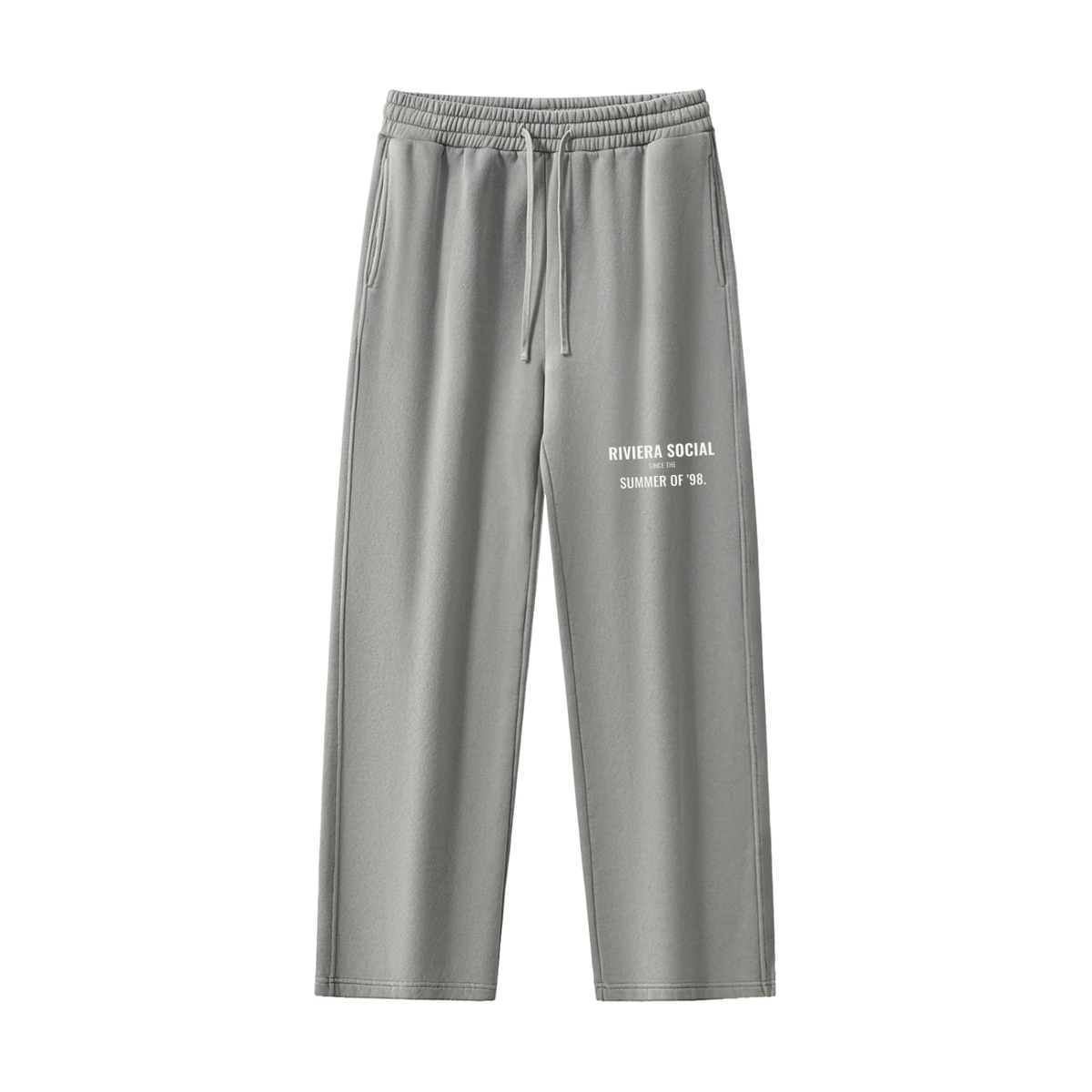 Riviera Social Fleece Sweatpants – Light Gray – front