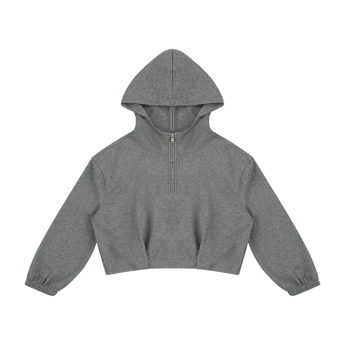 Boxy Cropped Quarter-Zip Hoodie