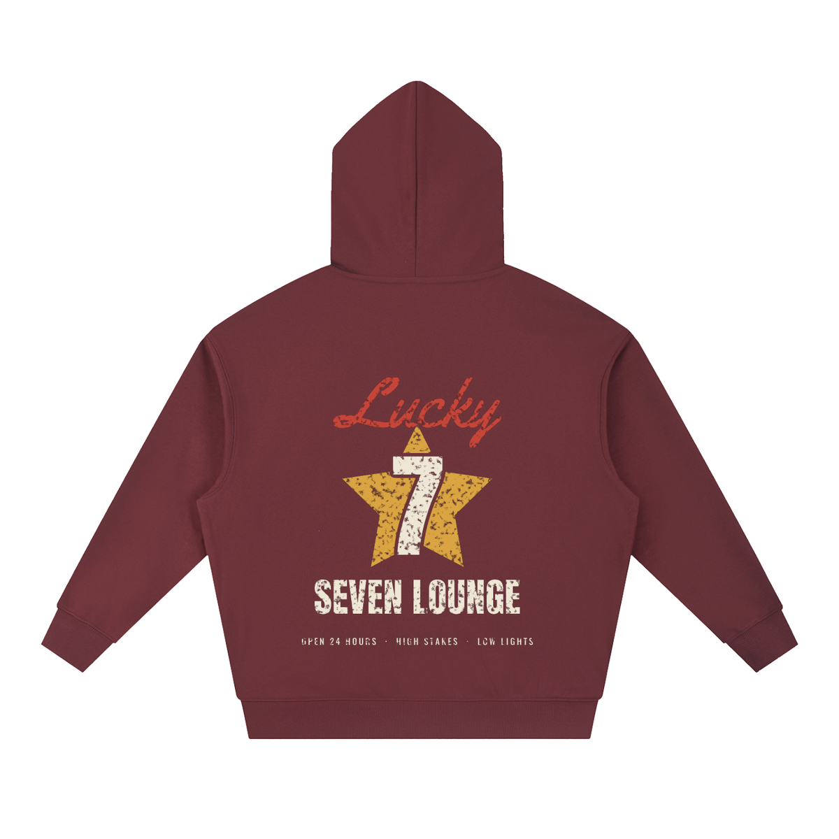 Lucky Seven Hoodie – Dull Red – back