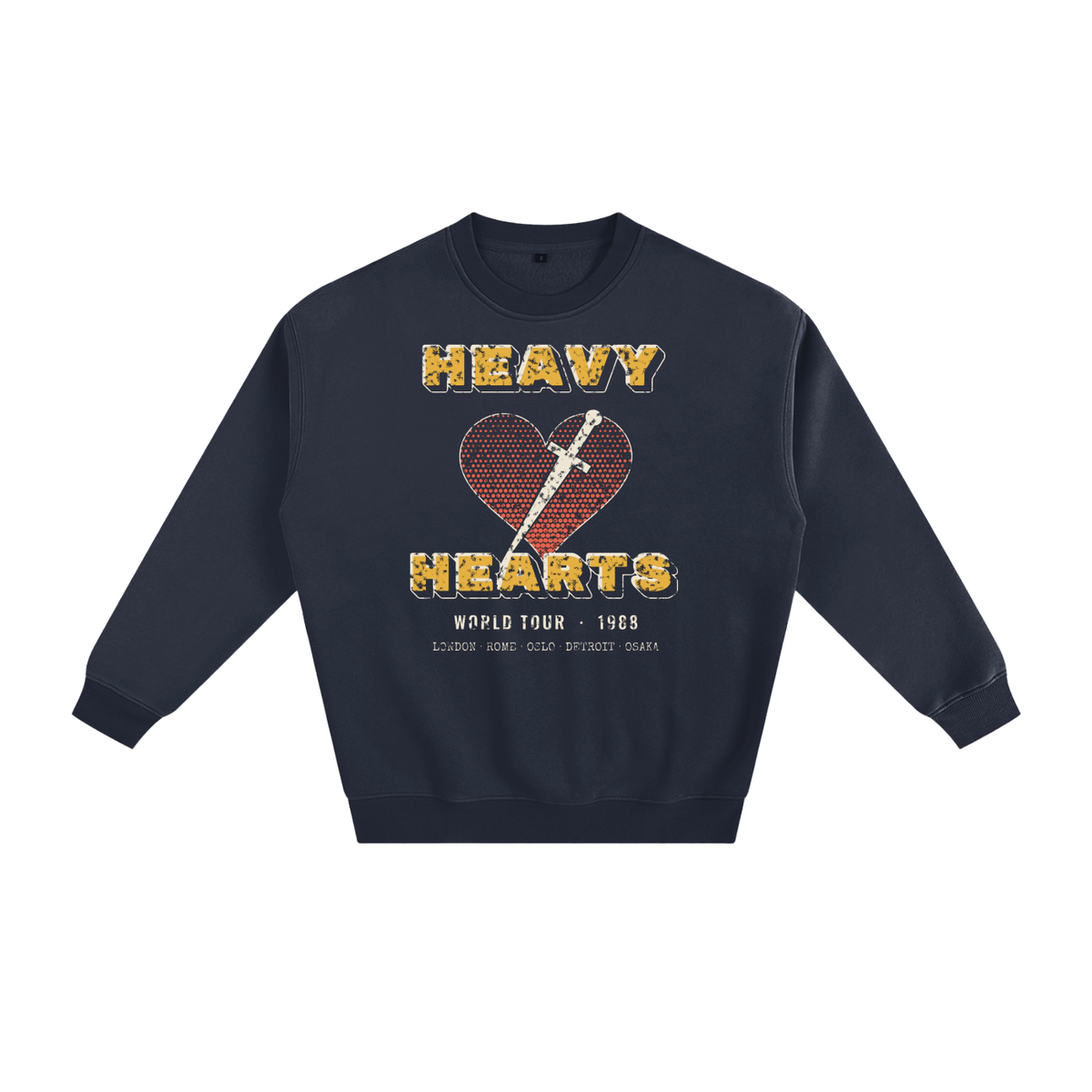 Heavy Hearts Fleece Sweatshirt – Navy Blue – front