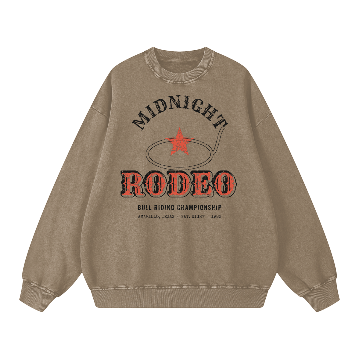 Midnight Rodeo Snow Wash Sweatshirt – Stone Gray – front