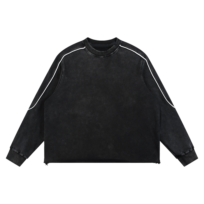 Mineral Wash Piping Raw Hem Sweatshirt