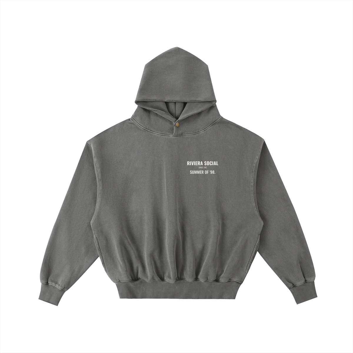 Riviera Social Fleece Hoodie – Dark Gray – front