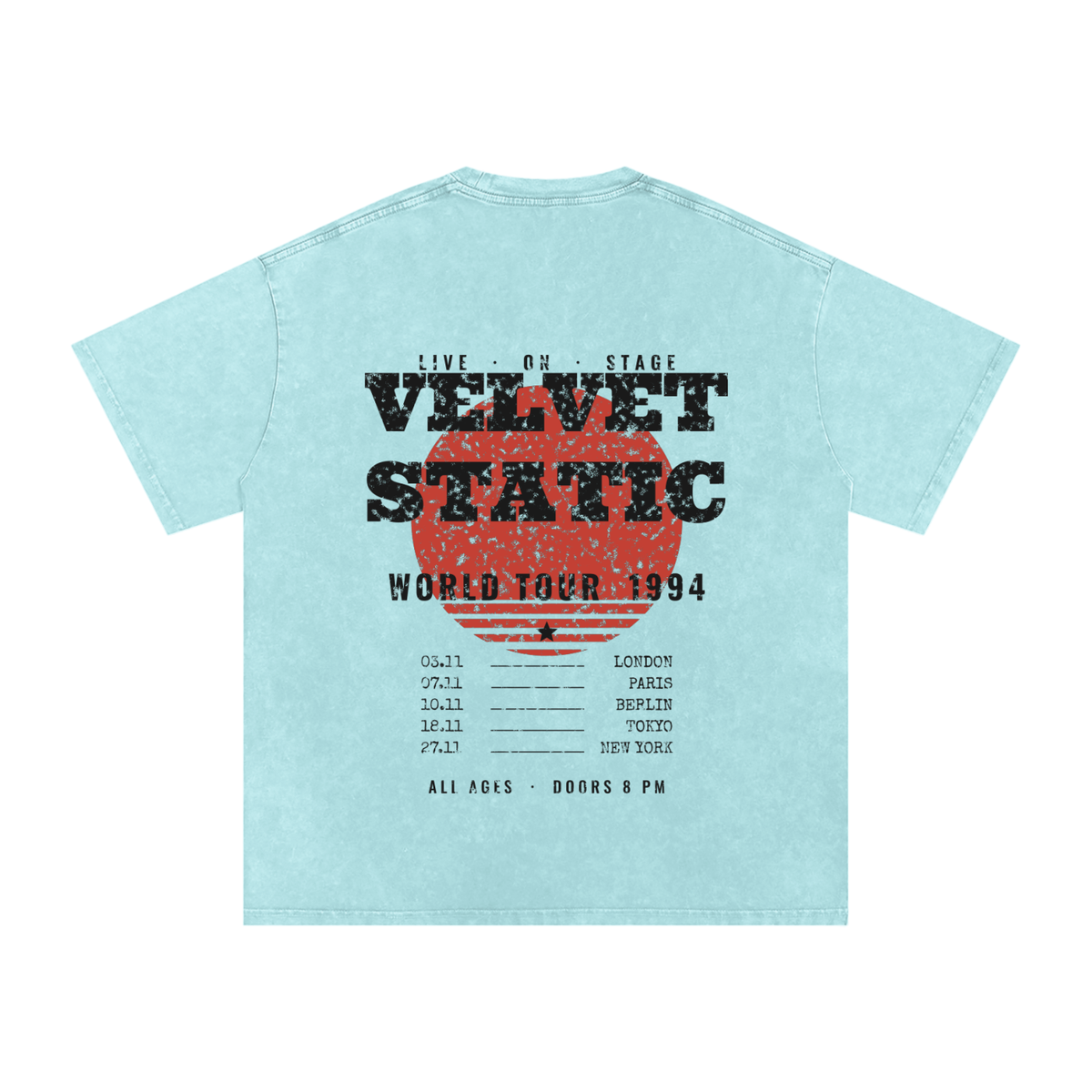 Velvet Static Snow Wash Tee – Water Blue – back