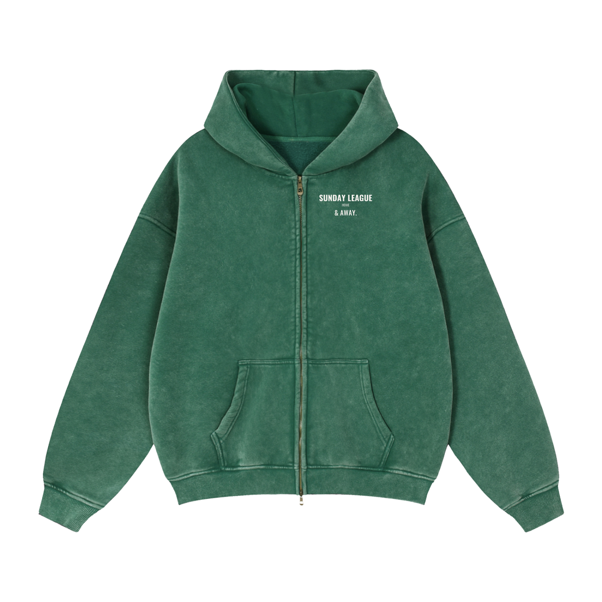 Sunday League Boxy Zip Hoodie – Dark Green – front