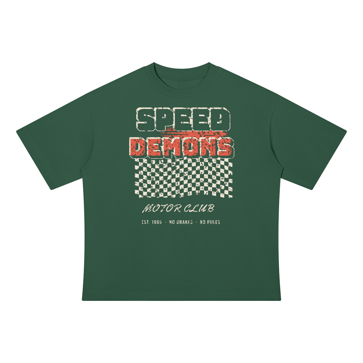 Speed Demons Drop Shoulder Tee – Blackish Green – front