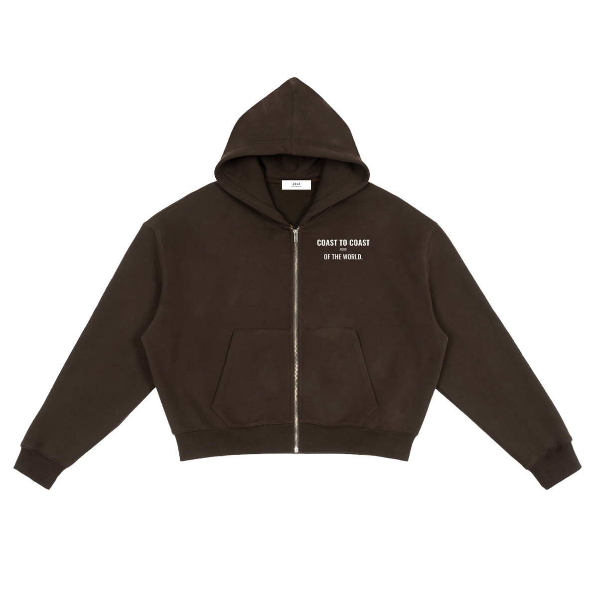 Coast to Coast Fleece Zip Hoodie – Brown – front
