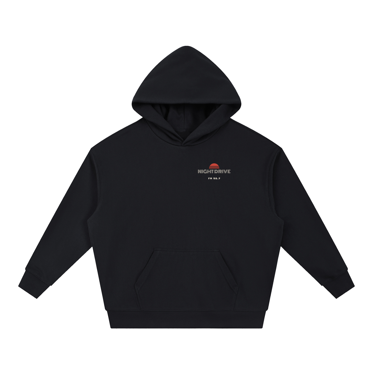 Night Drive Boxy Hoodie – Black – front