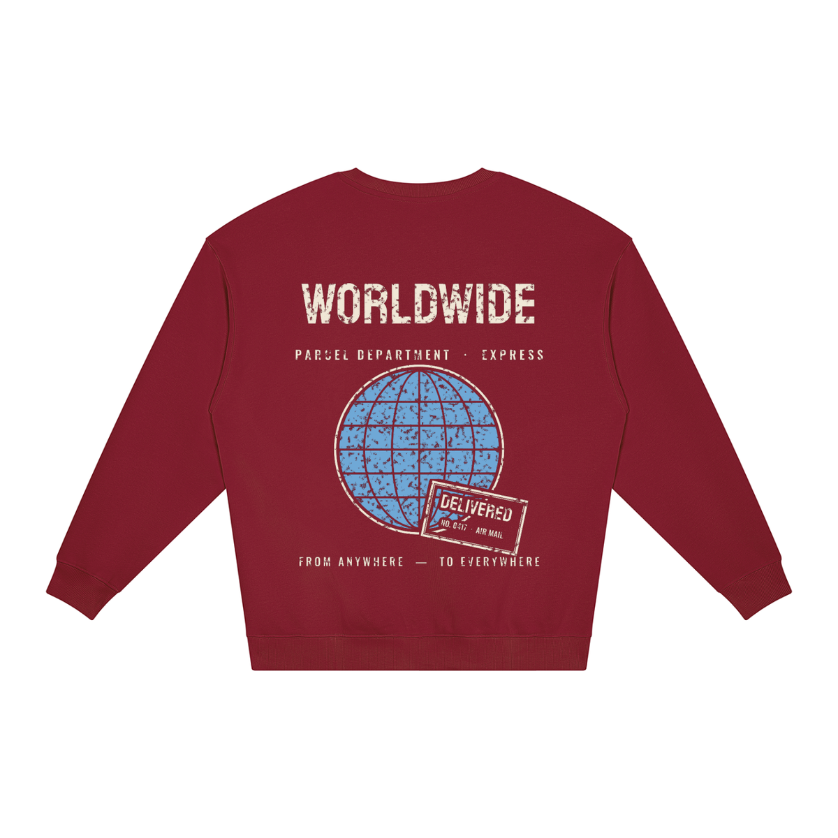 Worldwide Loose Sweatshirt – Wine Red – back