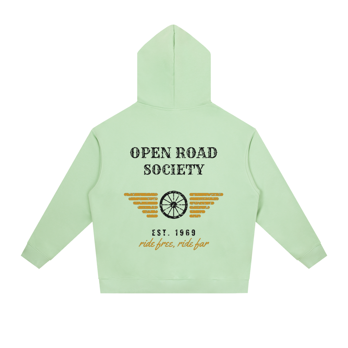 Open Road Heavyweight Hoodie – Light Green – back