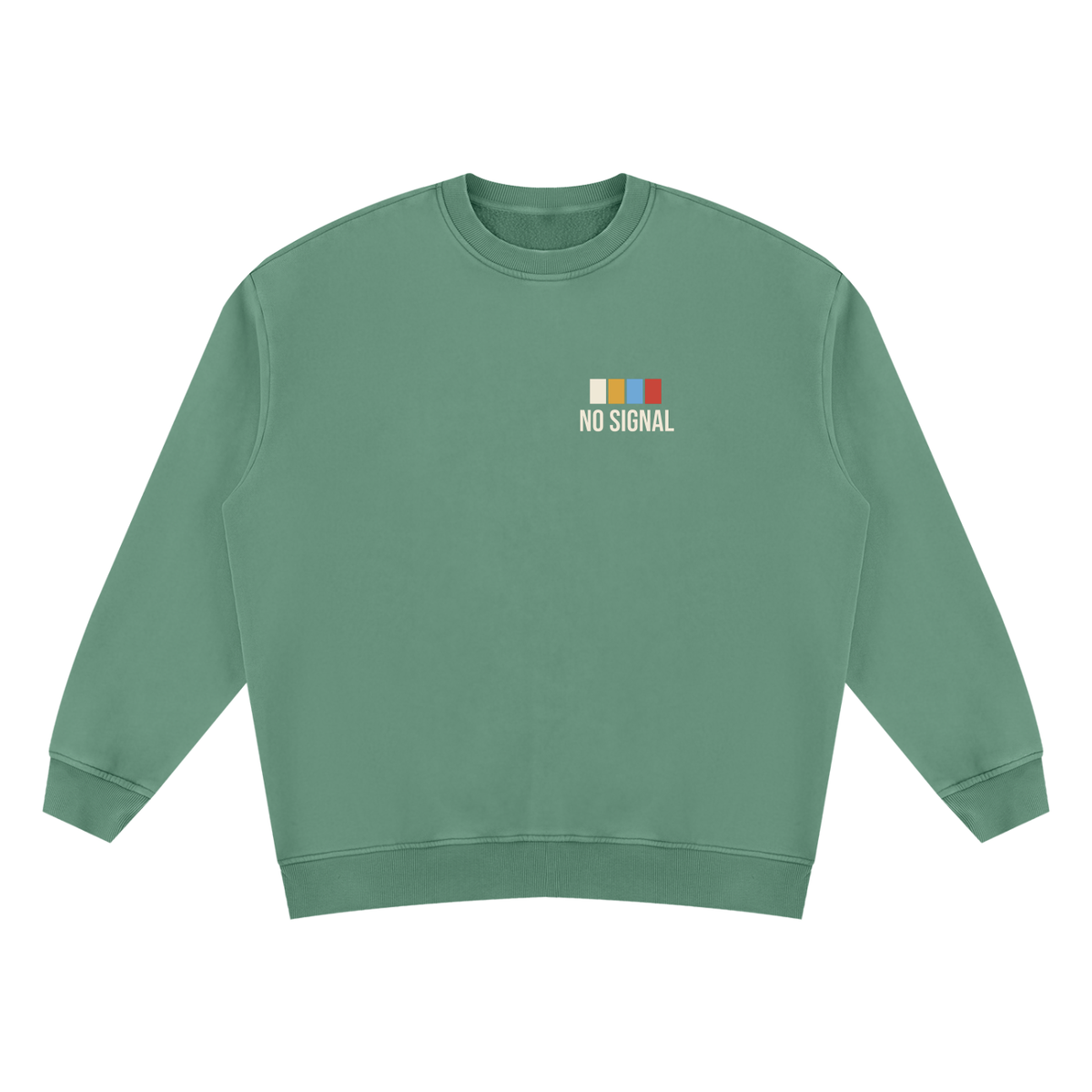 No Signal Vintage Wash Sweatshirt – Dark Green – front