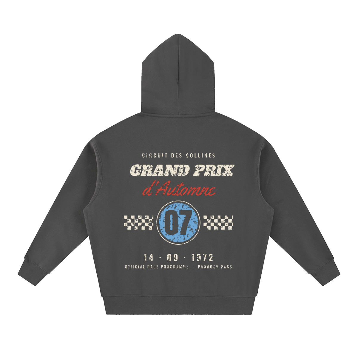 Grand Prix Oversized Hoodie – Dark Gray – back