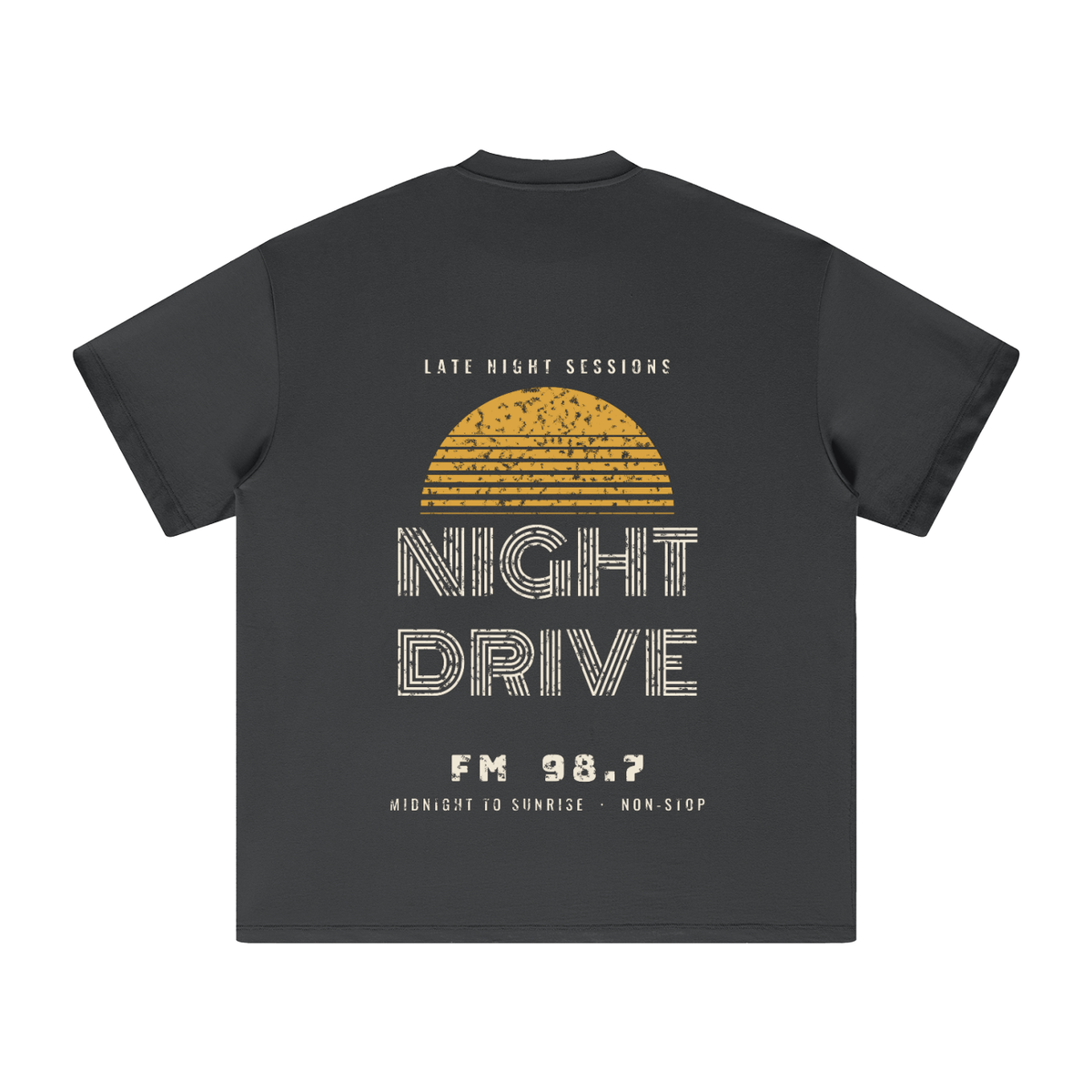 Night Drive Heavyweight Tee – Carbon Gray – back