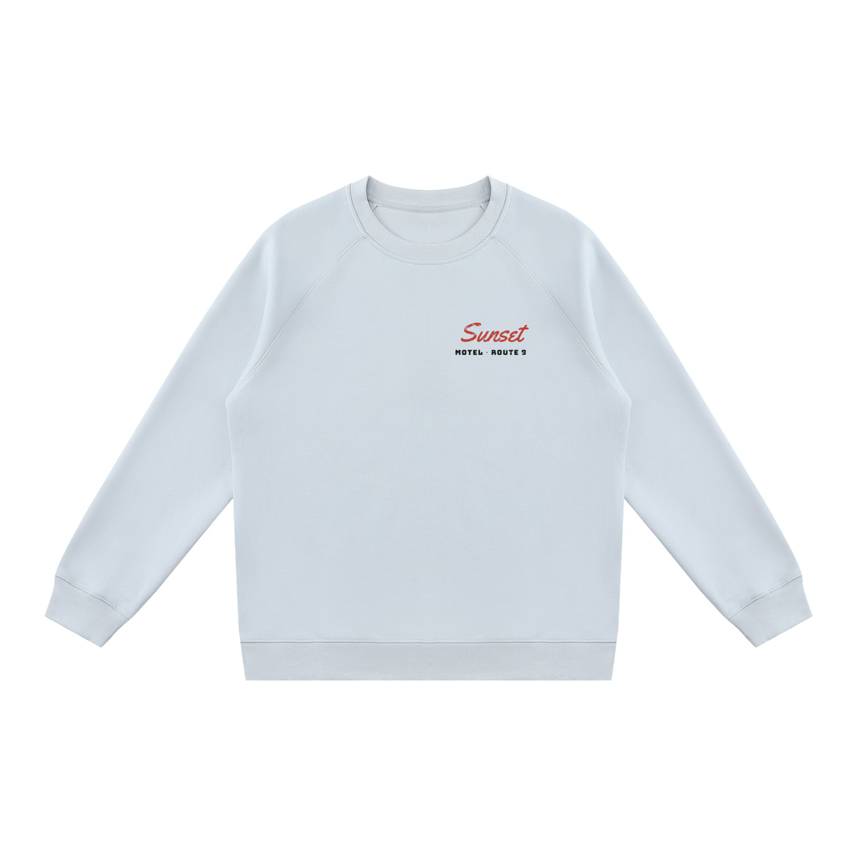 Sunset Motel Sweatshirt – Light Blue – front