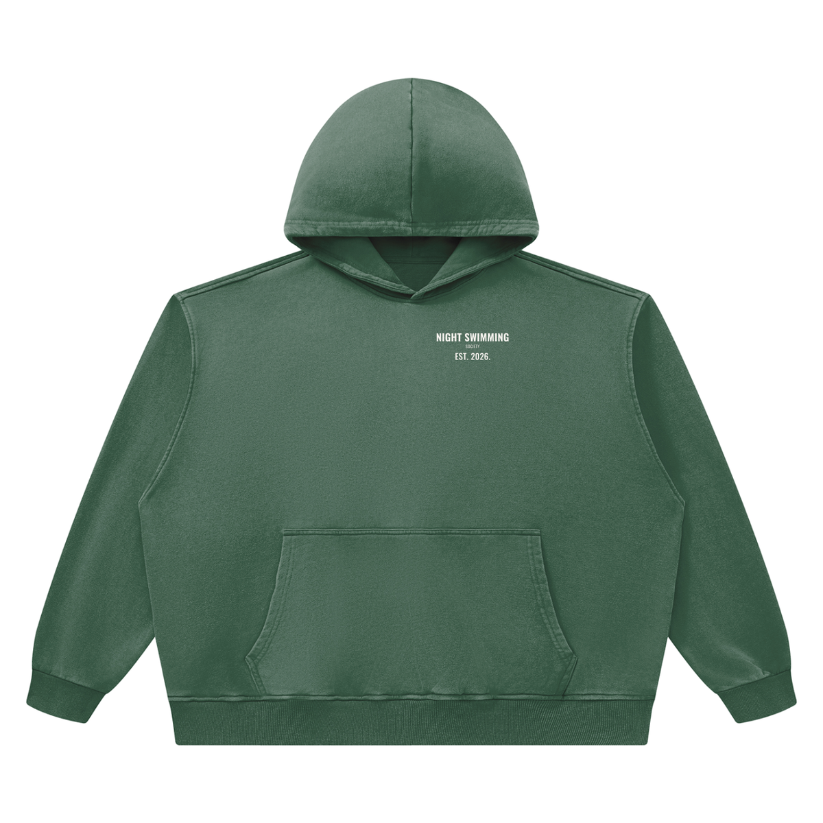 Night Swimming Heavyweight Hoodie – Blackish Green – front