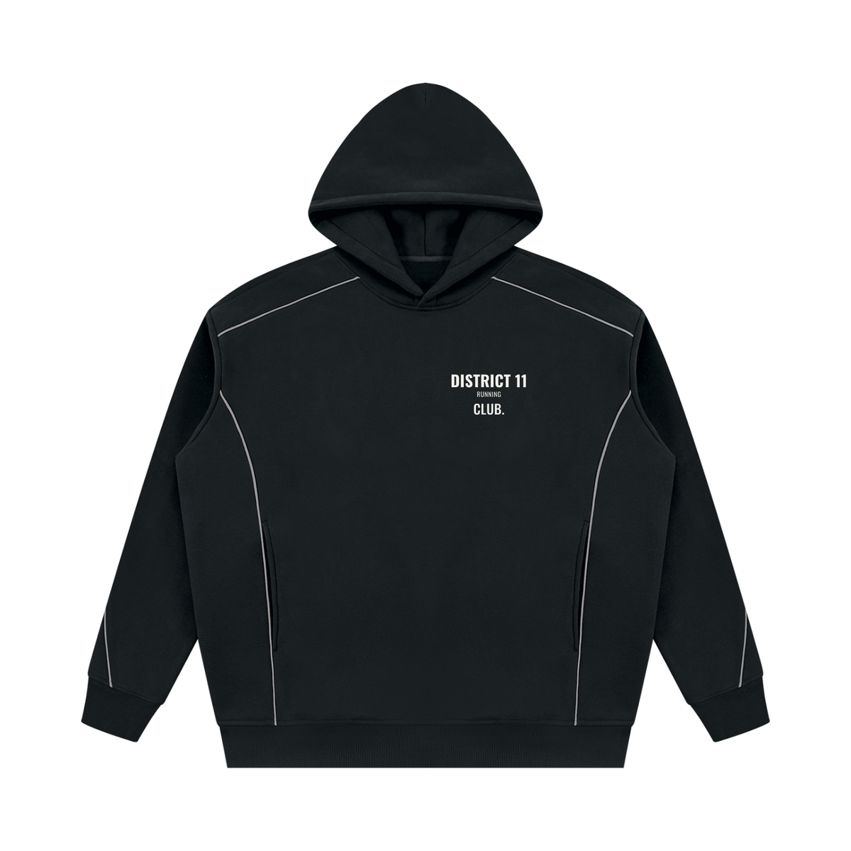 District 11 Oversized Hoodie – Black – front