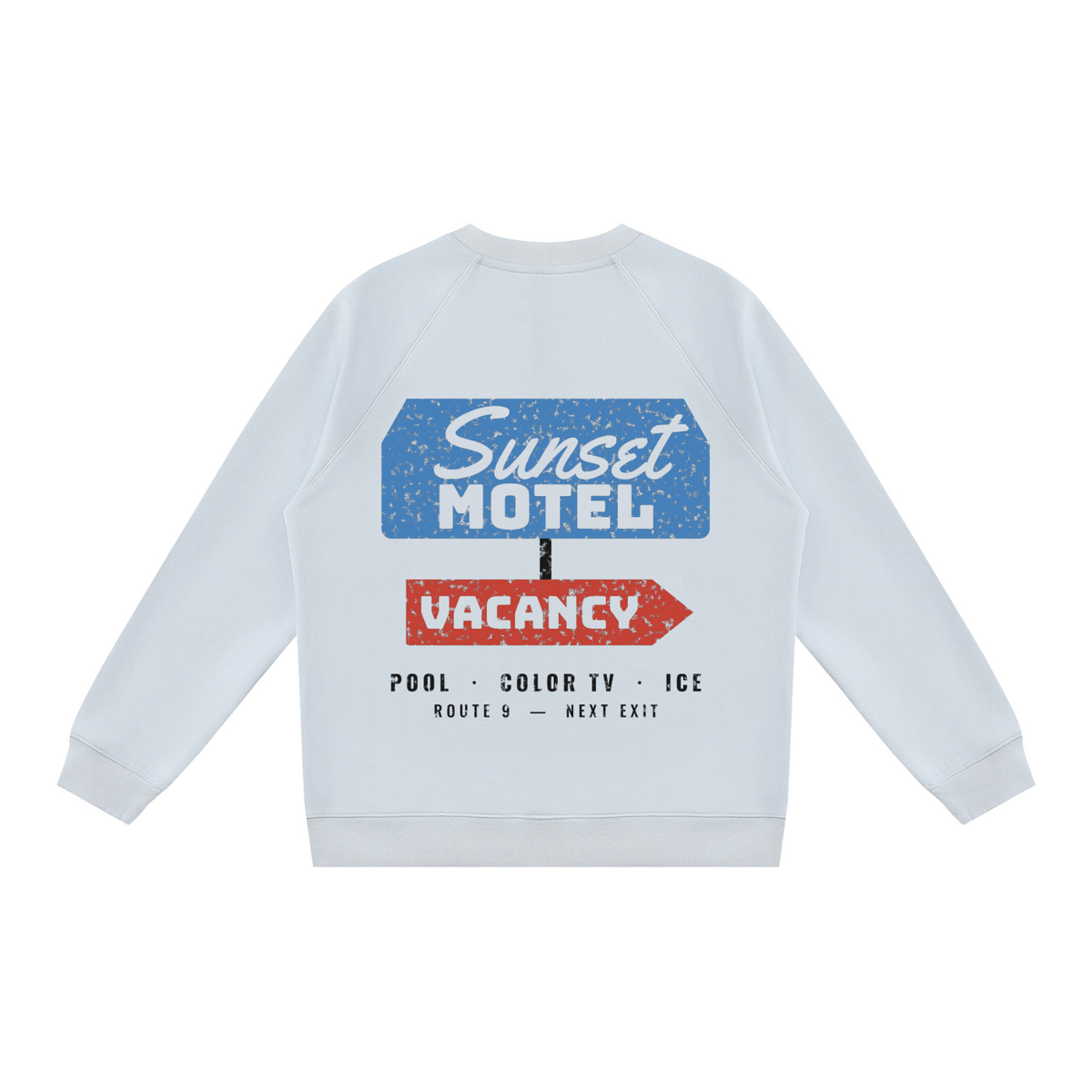 Sunset Motel Sweatshirt – Light Blue – back