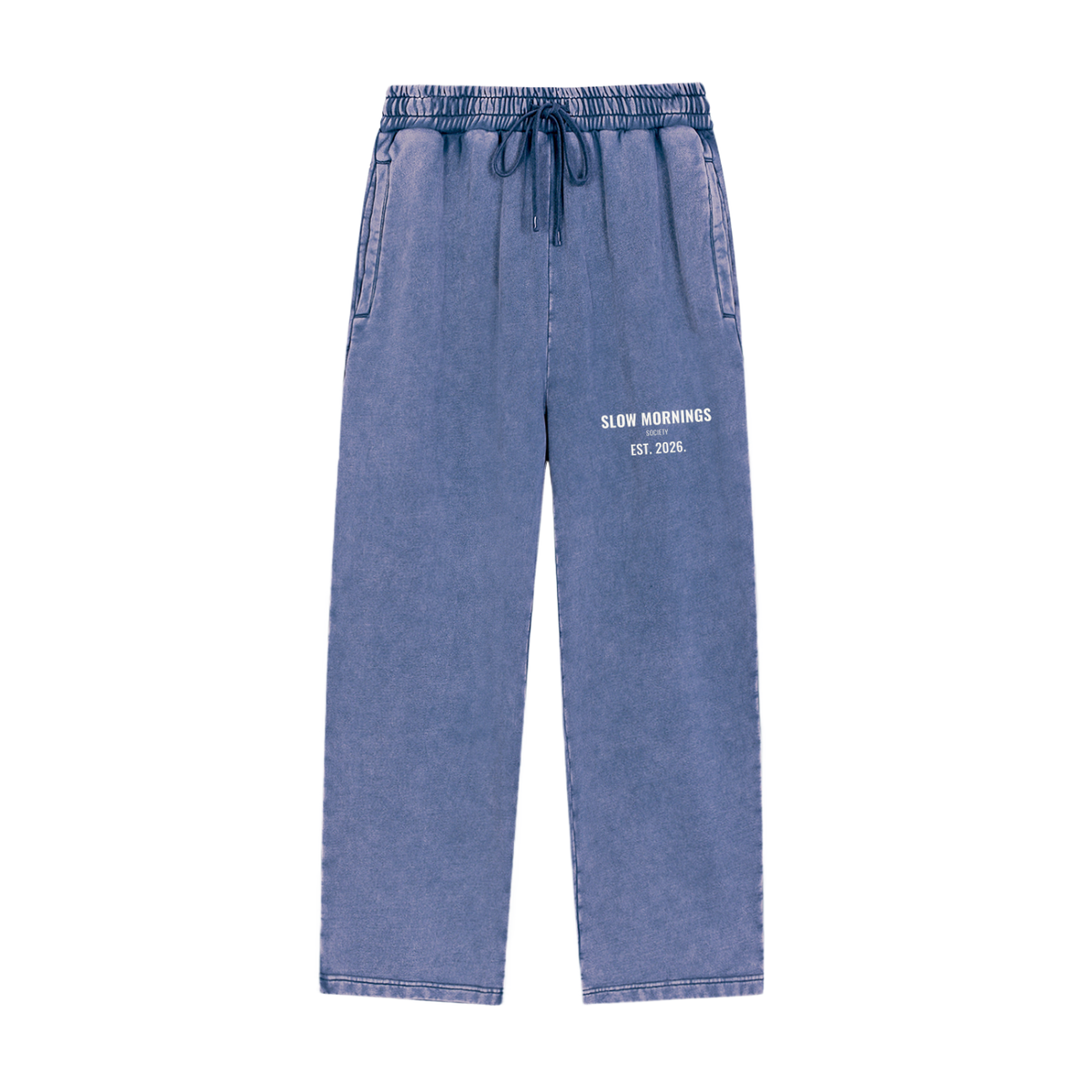 Slow Mornings Snow Wash Sweatpants – Dark Blue – front