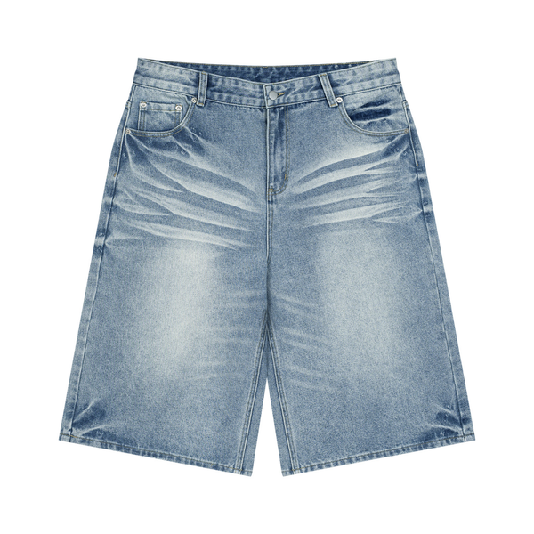 Loose Vintage Wash Denim Shorts