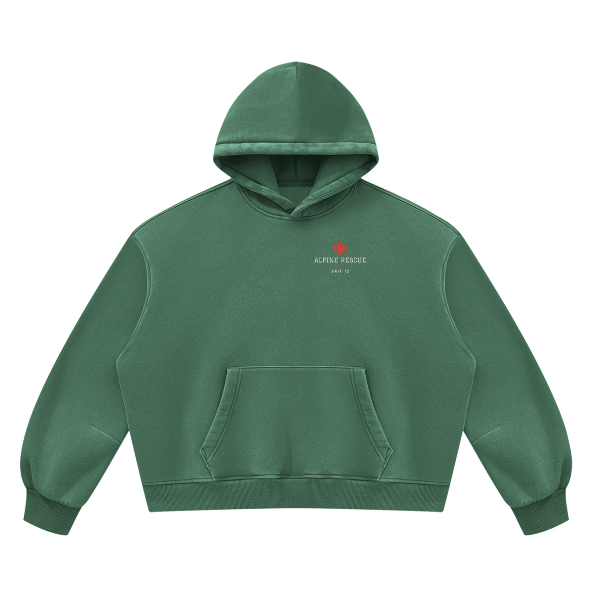 Alpine Rescue Vintage Wash Hoodie – Dark Green – front