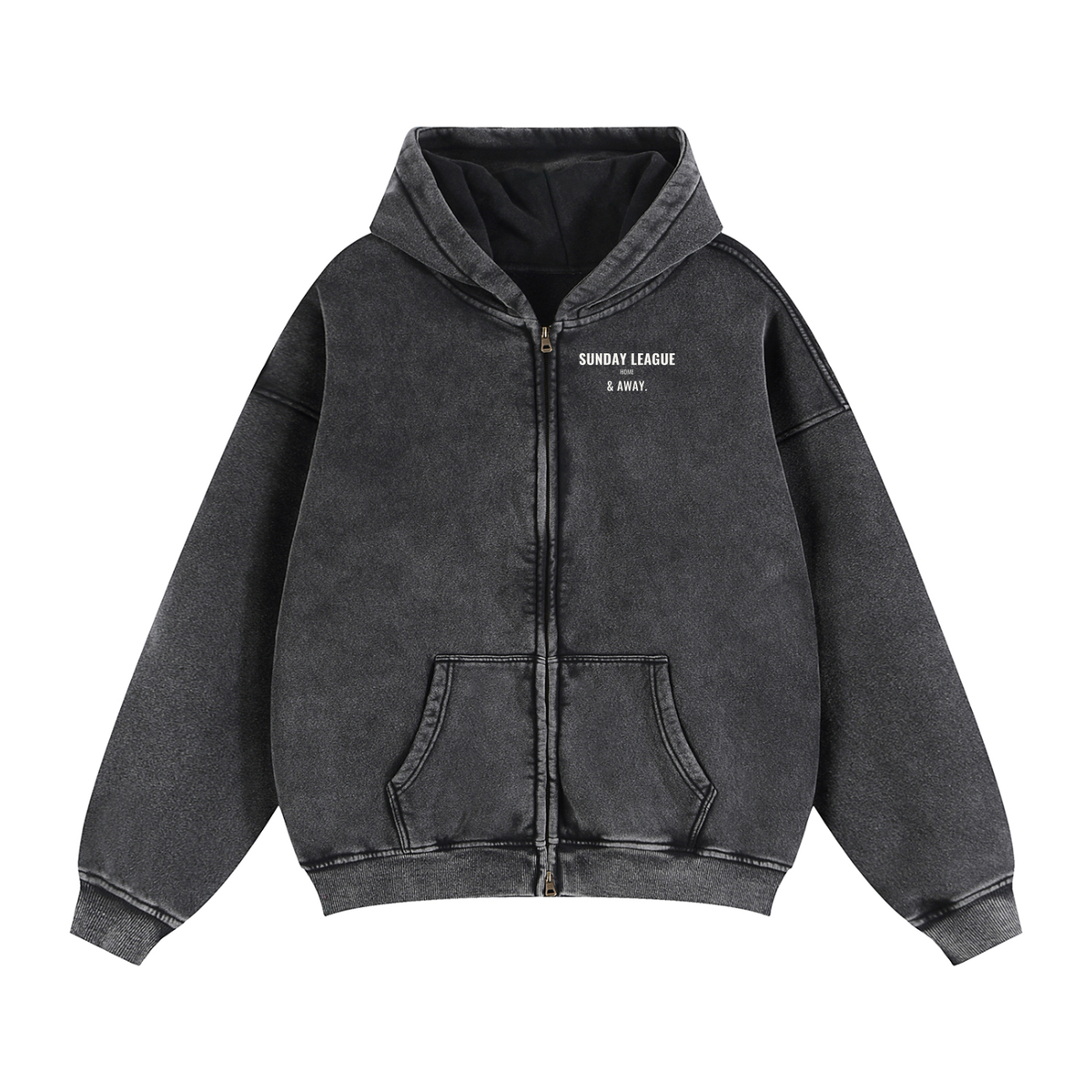 Sunday League Boxy Zip Hoodie – Black – front